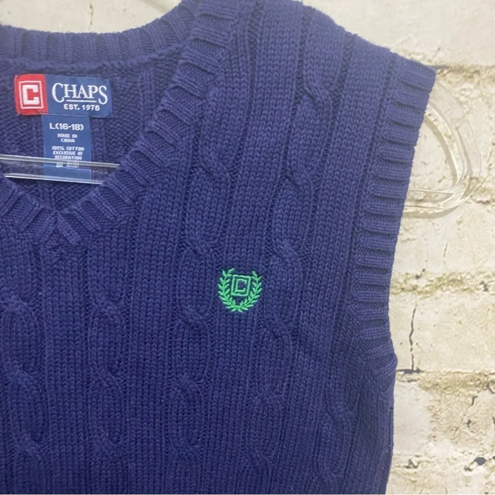 Chaps Navy Blue Cotton Cable Knit Sweater Vest